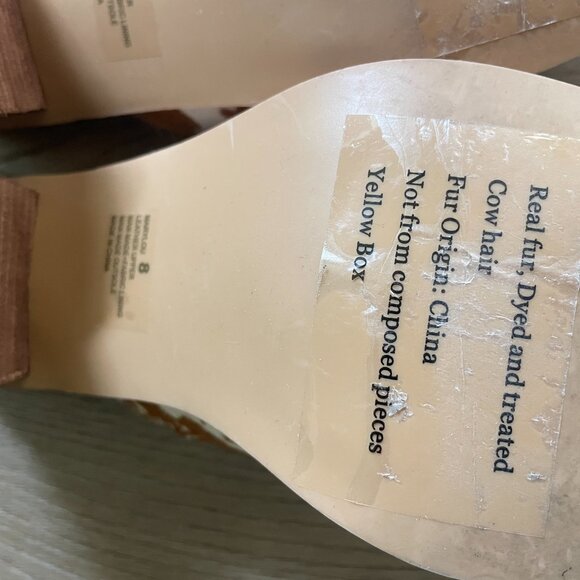 Yellow Box Women's Cow Hair Tan Brown White Mule Clog Shoes 8 - Picture 8 of 9